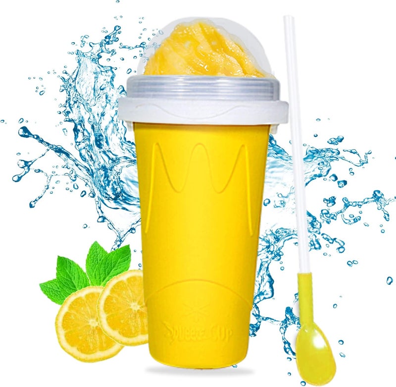 Tikapo Fun Tik Tok Stuff Slushy Maker Cup, Frozen Magic Slushie Squeeze Cup, Diy Kits for Adults Kids (YELLOW) - Image 1